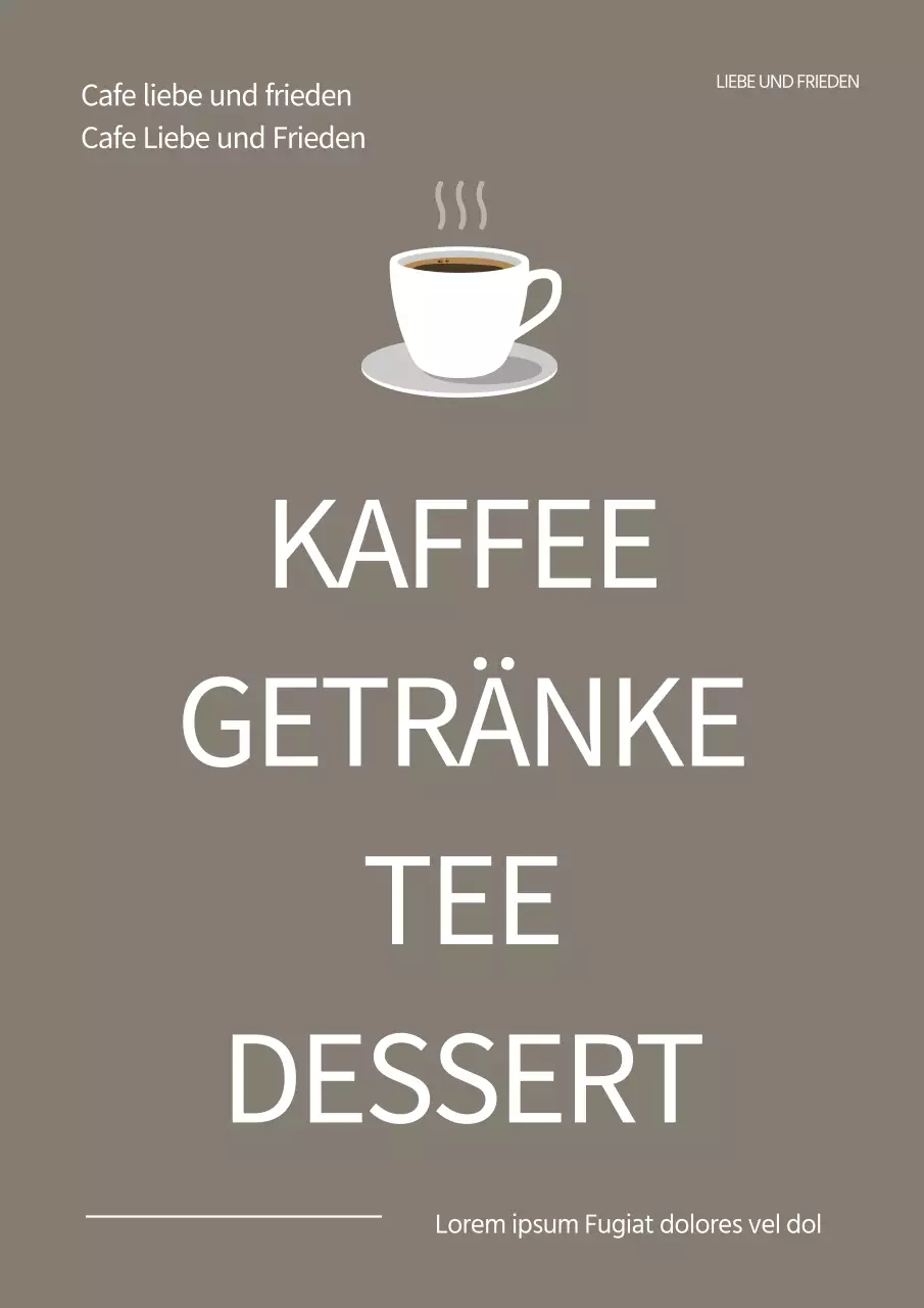 Bewerben Sie Ihre Getränkekarte mit ruhigen Farben und Namensbetonung