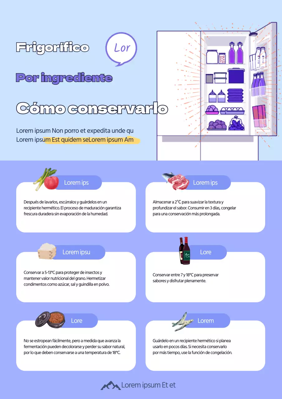 Guía de almacenamiento de alimentos en la nevera morada