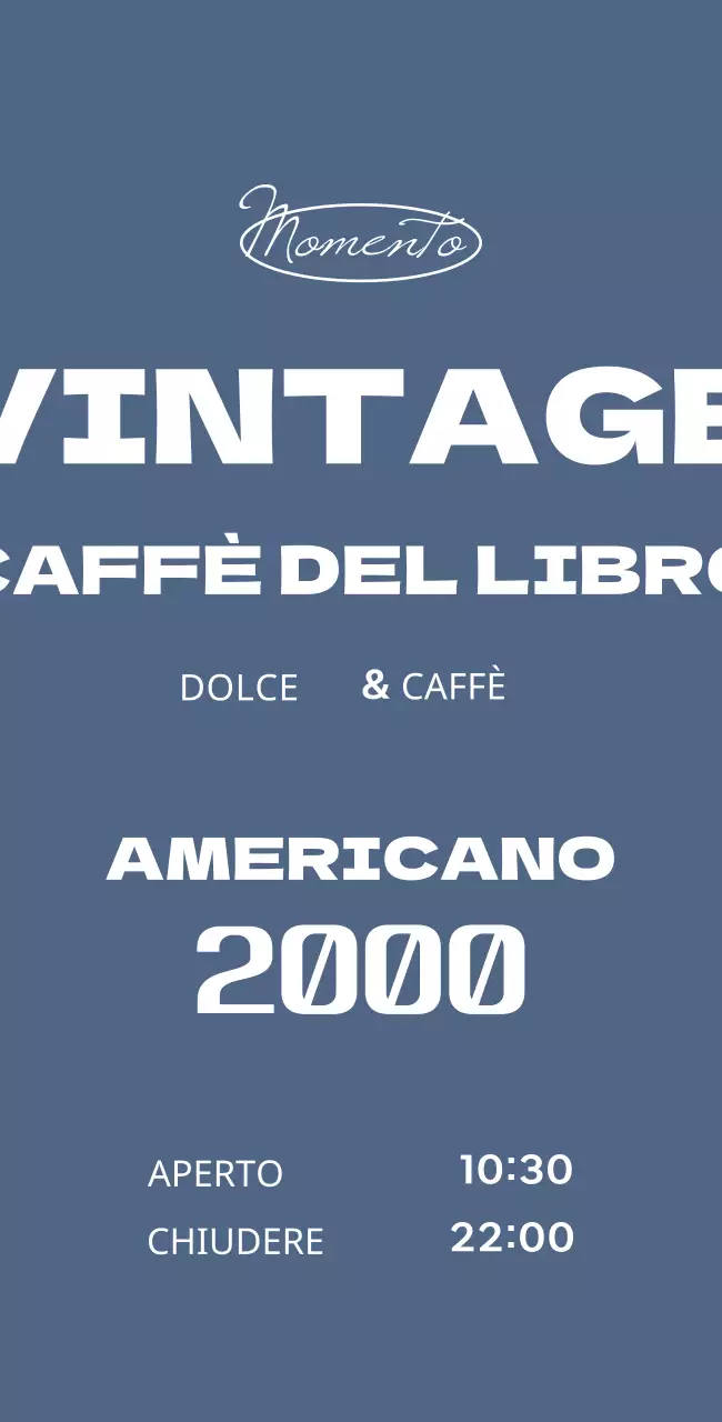 Insegna di un book cafè con menu vintage su sfondo blu