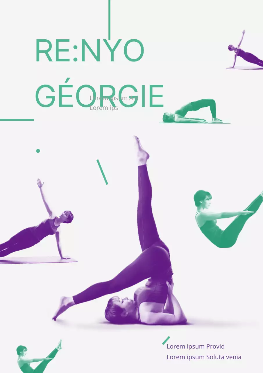 Simple Pilates Yoga School Discount Event Flyer en vert et violet