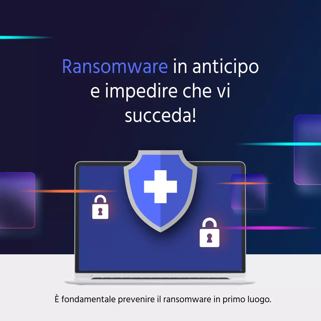 Prevenzione seria del ransomware in blu navy e grigio