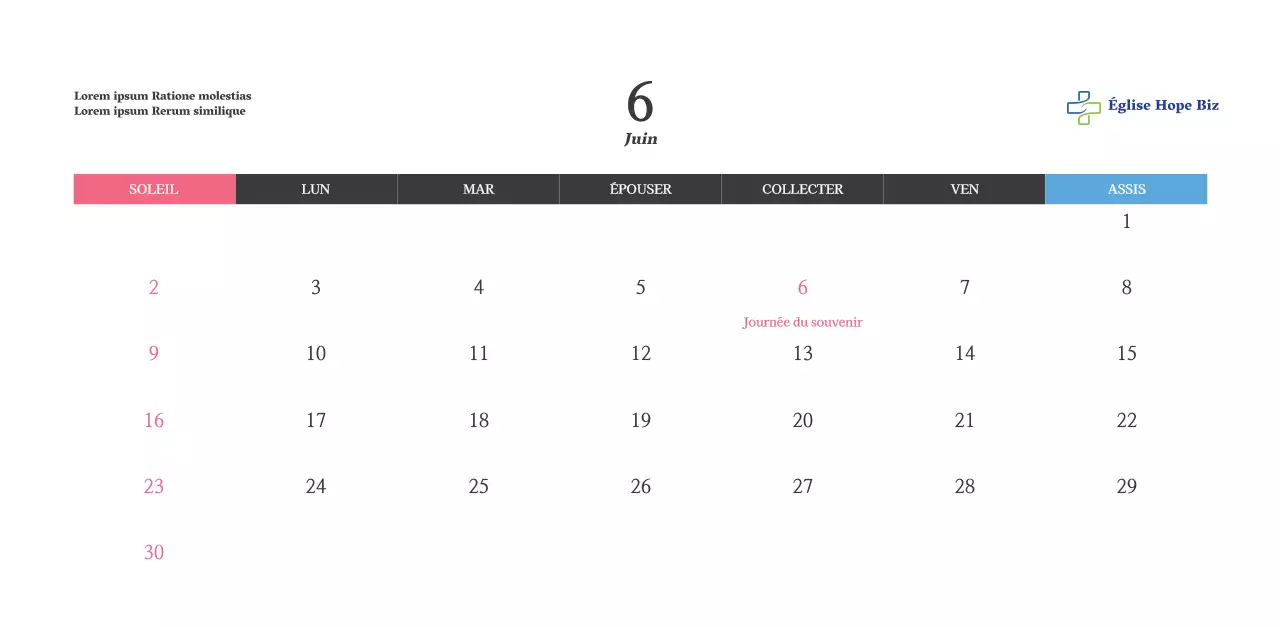 Calendrier avec des images édifiantes de l'église