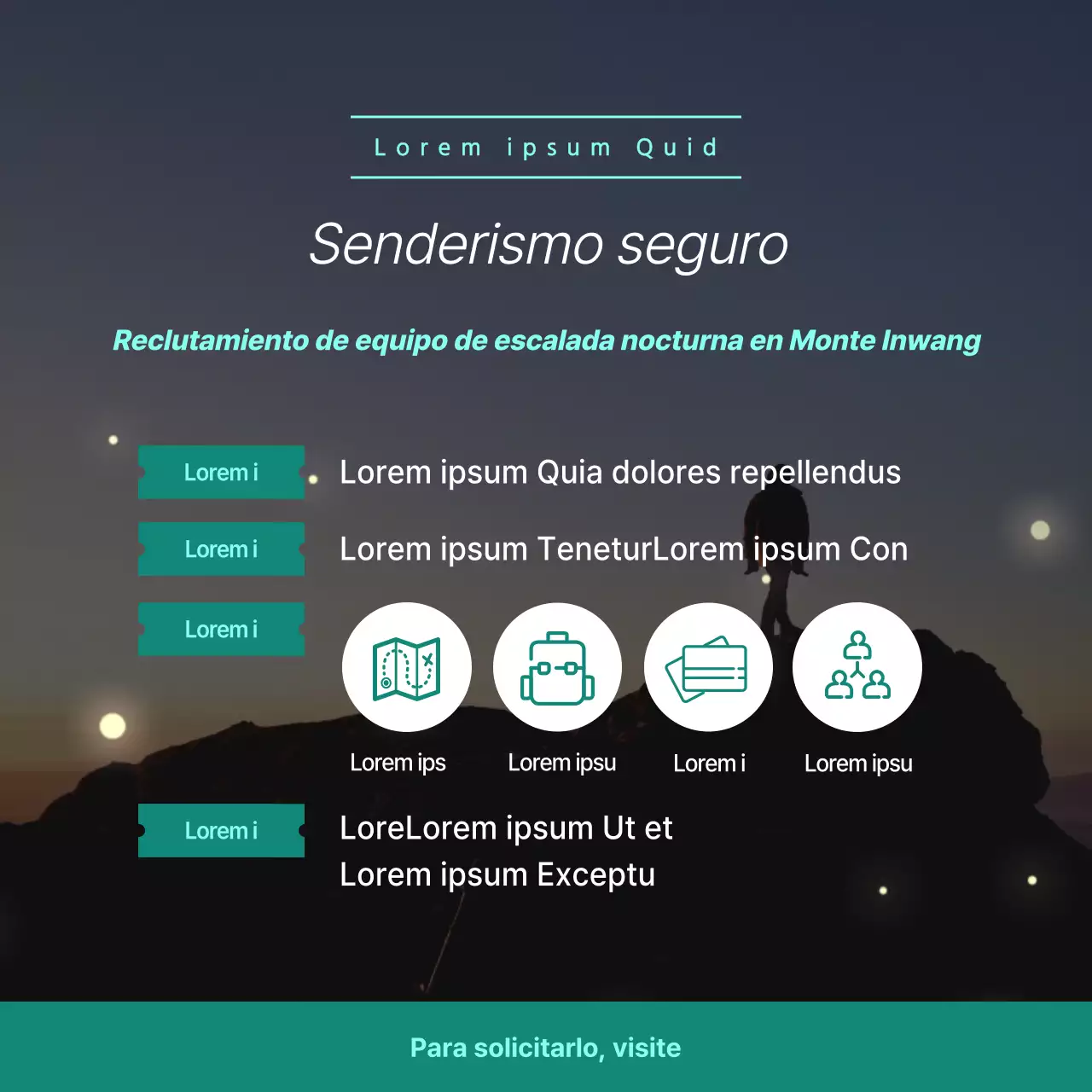 Recluta un equipo de escalada nocturna de color menta