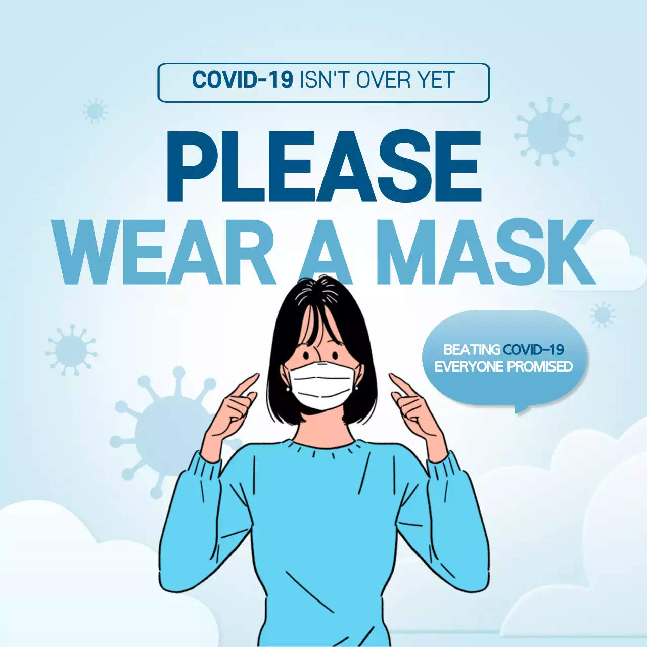 Blue clean text corona announcement