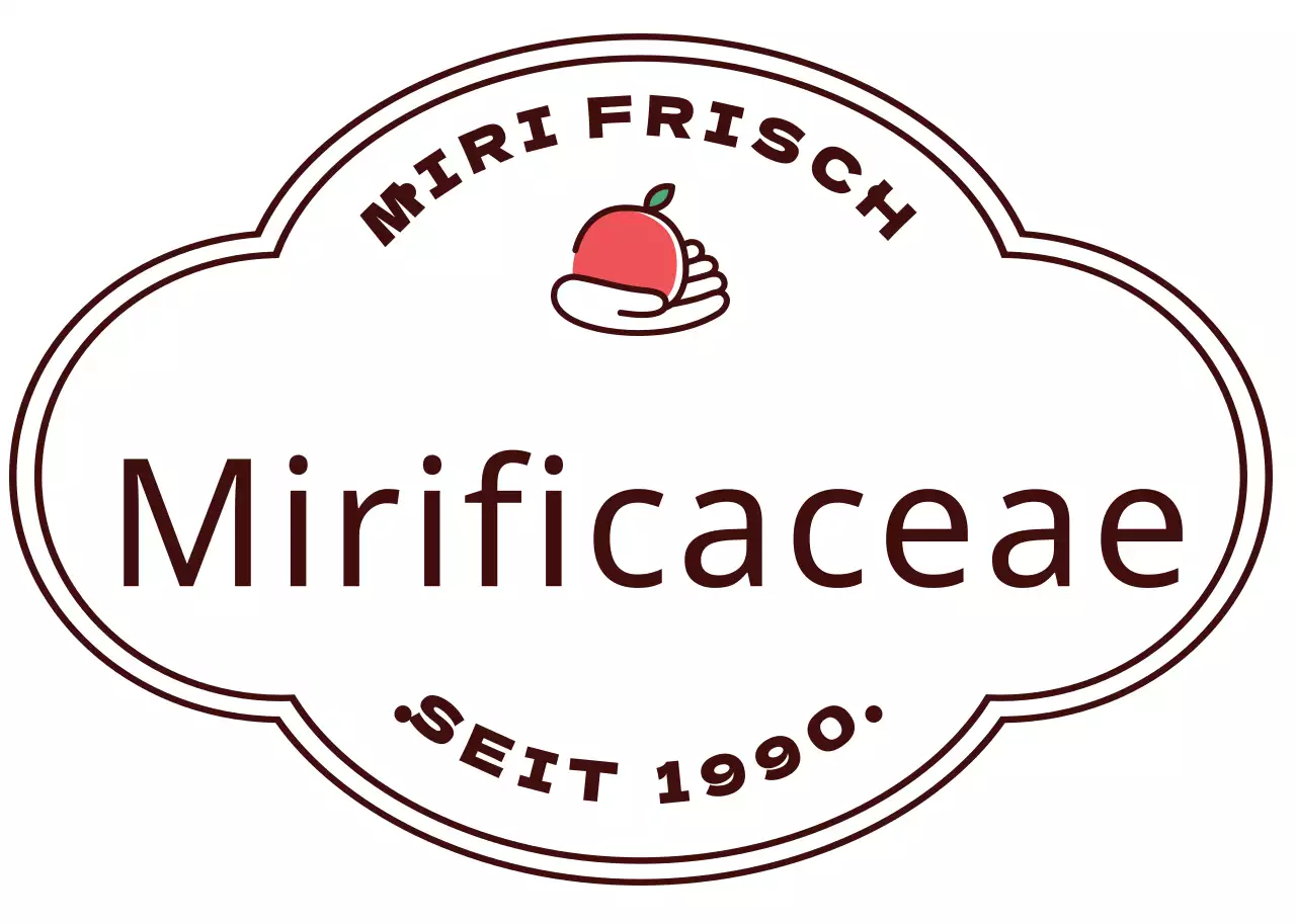 Lila Hut mit Retro-Logo eines Gemüsehändlers