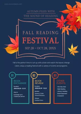 Navy Elegant Reading Event Poster