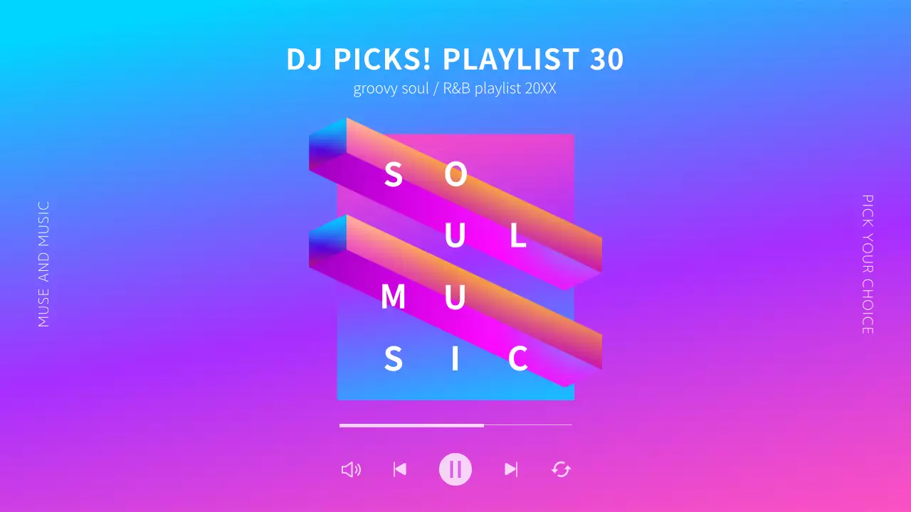 Contents of a soul music playlist with a pink-purple gradient