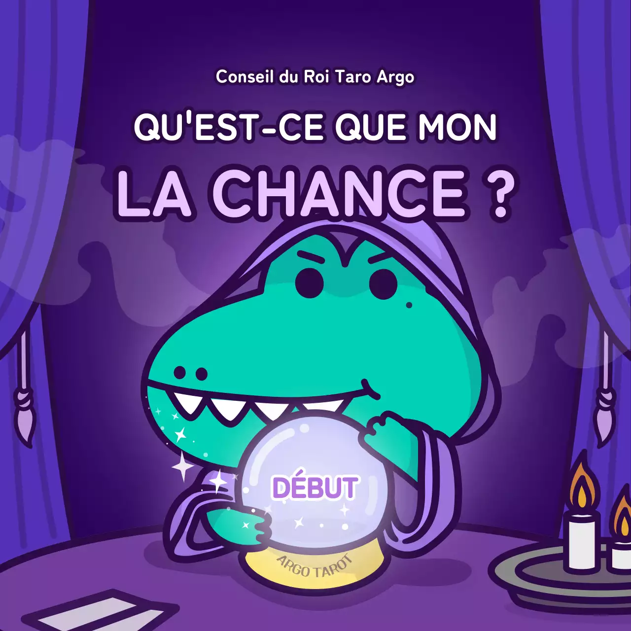 Test psychologique sur les cartes de tarot avec un concept de personnage violet