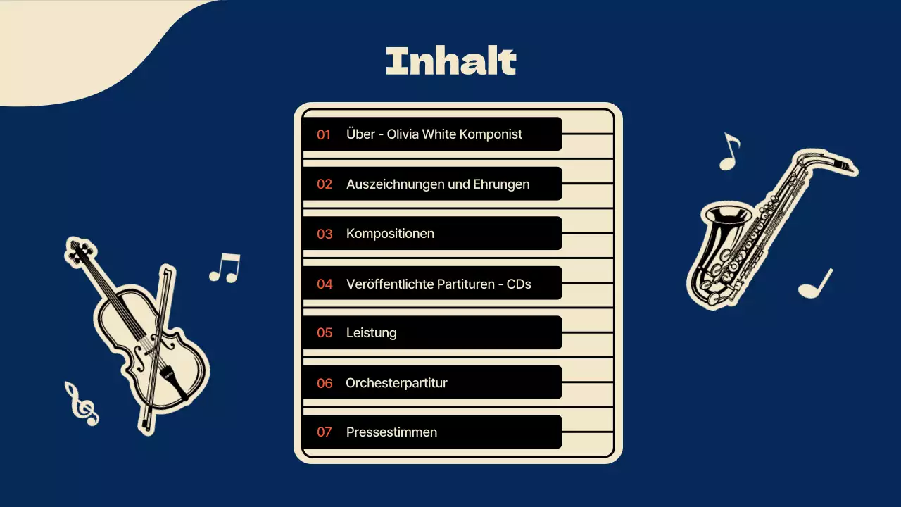 Komponistenmappe für Klavier in Marineblau