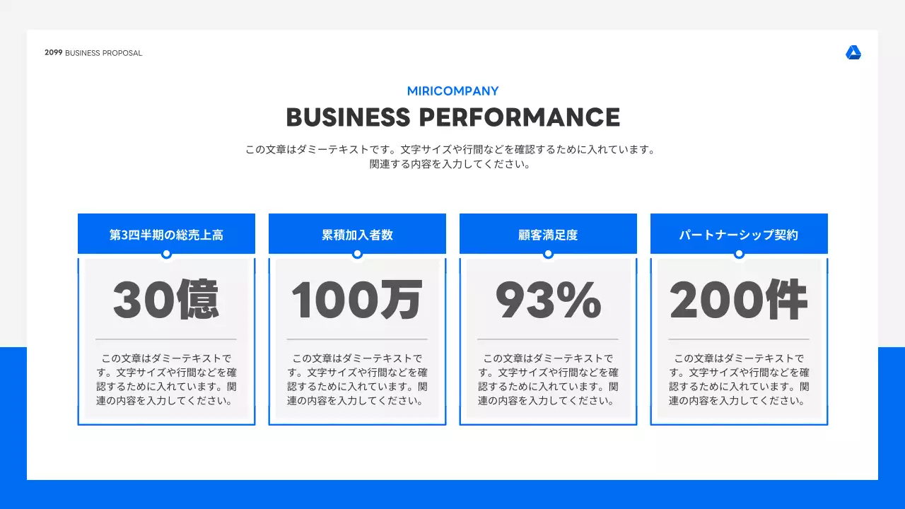 青 シンプル ビジネス プレゼンテーション