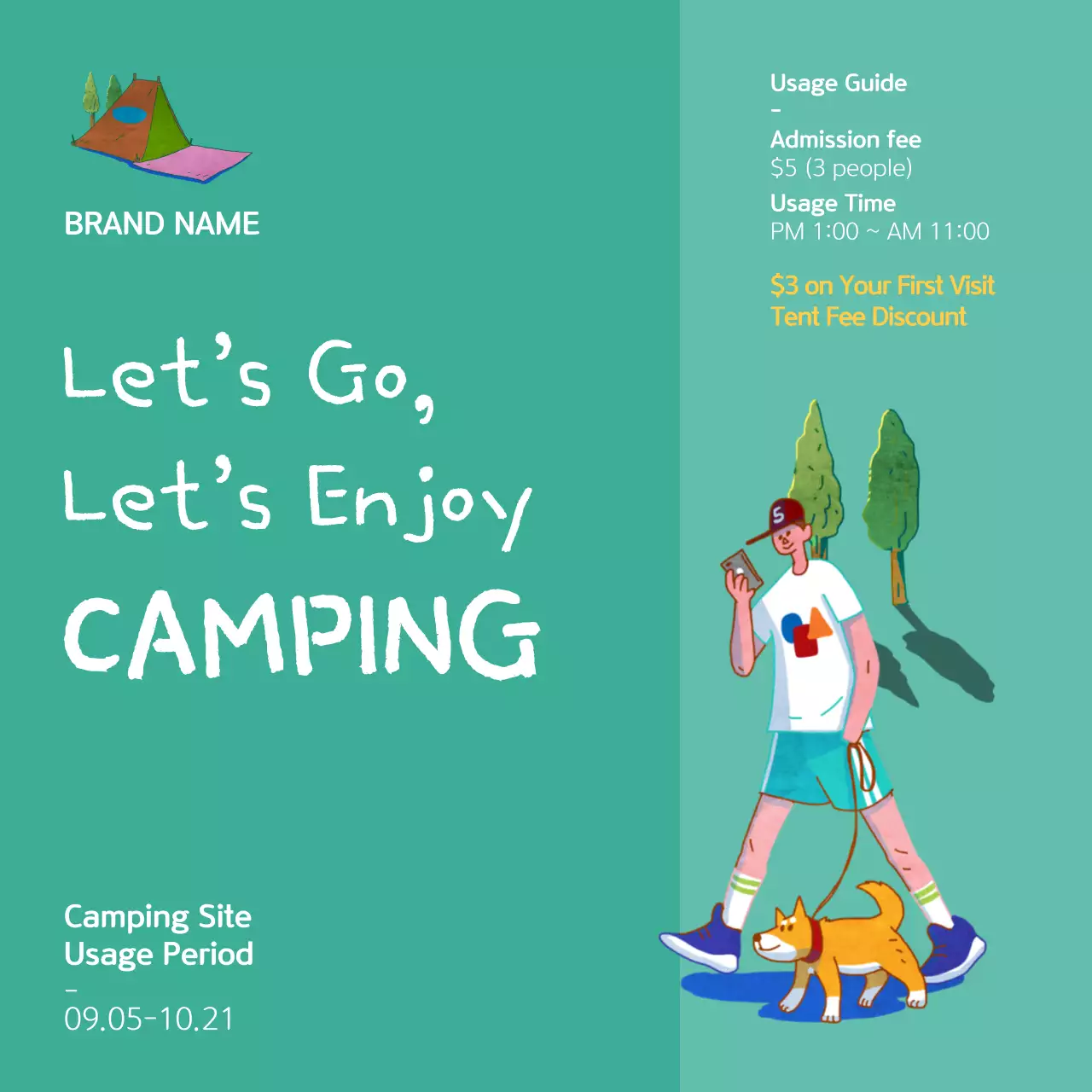 Green Minimal Camping Guide Instagram Post