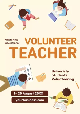 Beige Simple Volunteer Promotion Poster