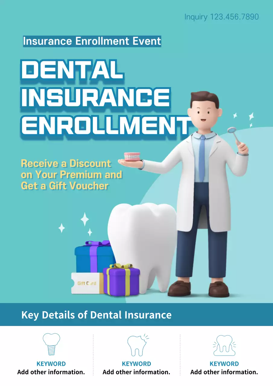 Blue Modern Dental Insurance Promotion Poster