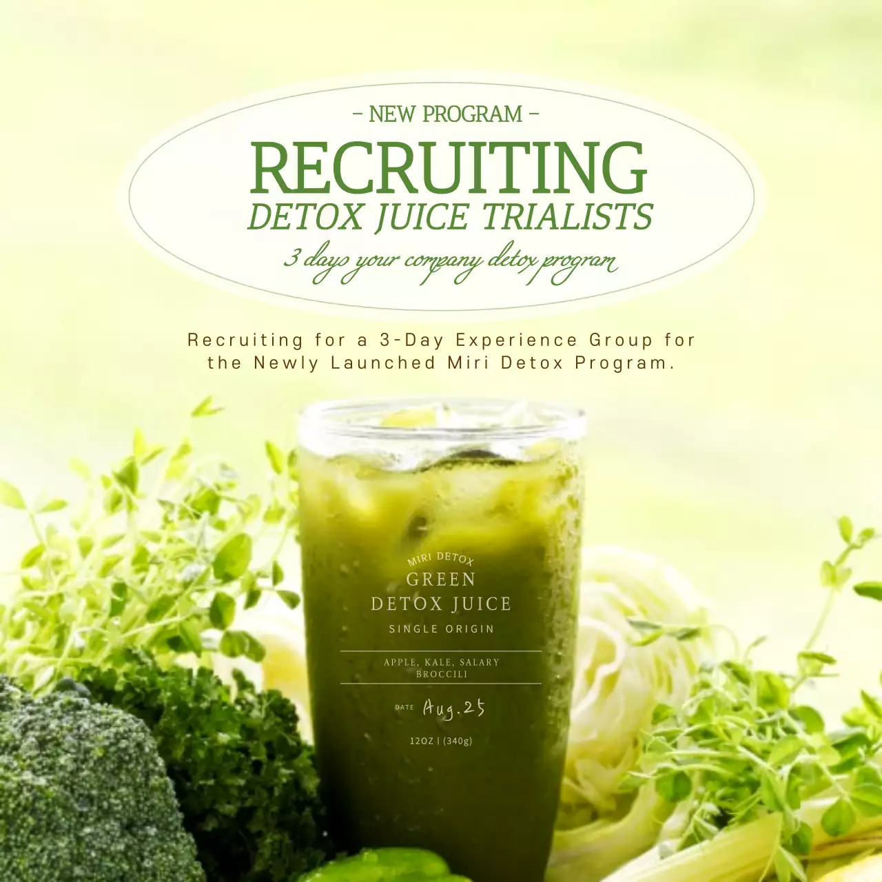 Green, photo-emphasized green detox recruitment