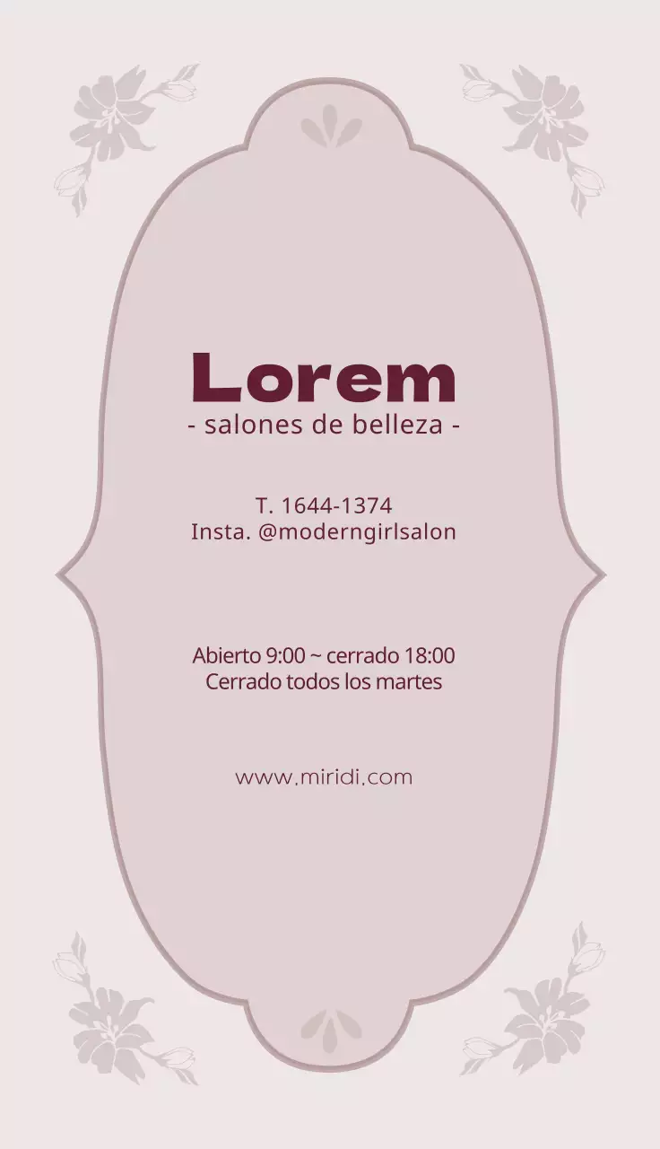 Rosa púrpura ilustración peluquería belleza tarjeta de visita