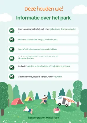 Groen en lichtblauw geïllustreerde aankondiging (webposter)