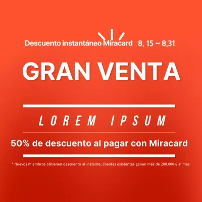 Tarjeta sencilla gran venta social media cuadrada con tipografía naranja