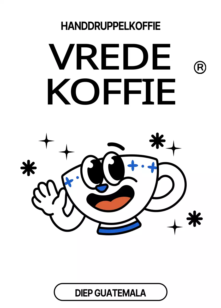 Schattig ontwerp koffiebonen met blauwe en rode koffiekop karakter illustraties