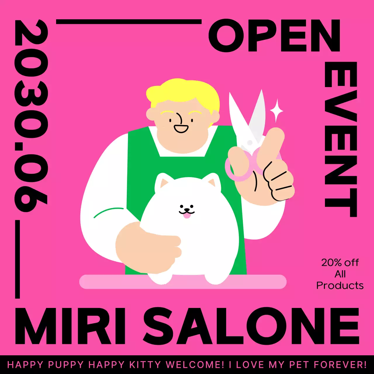 Pink Trendy Pet Promotion Social Media Post