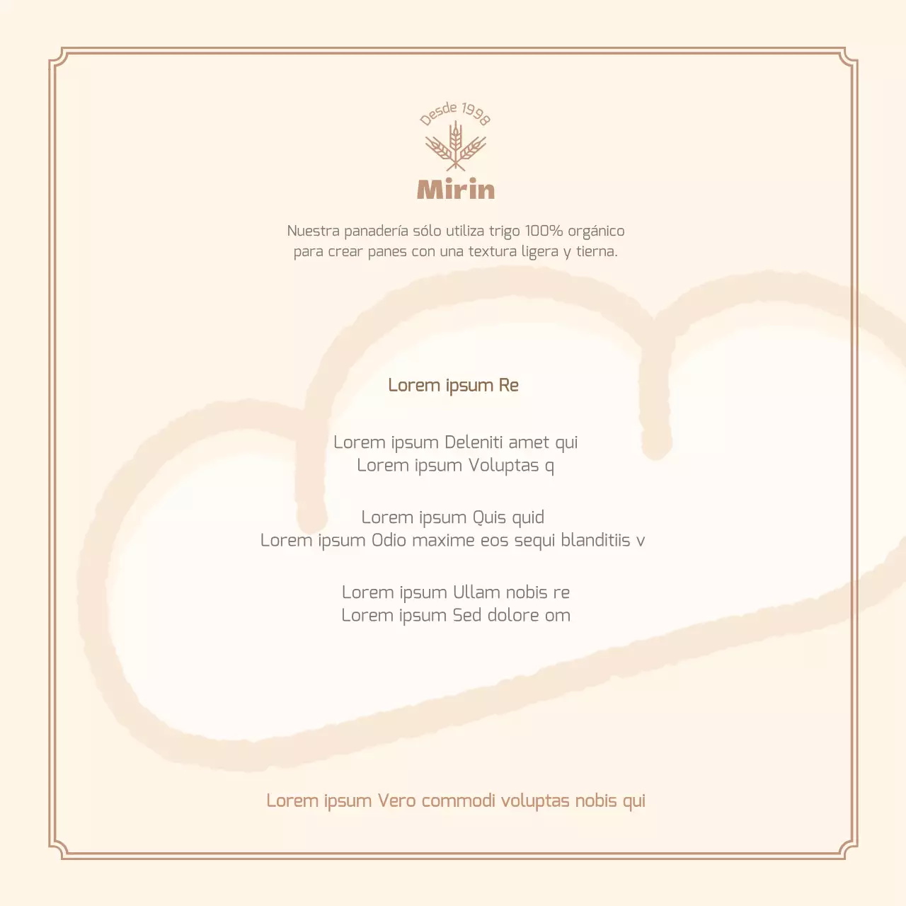 Bonita postal ilustrada de pastelería en marrón claro