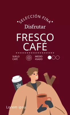 Etiqueta blanca morada ilustrada de envasado de granos de café