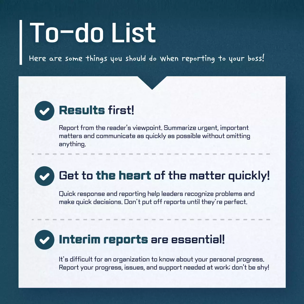 A clean blue and gray work reporting manual