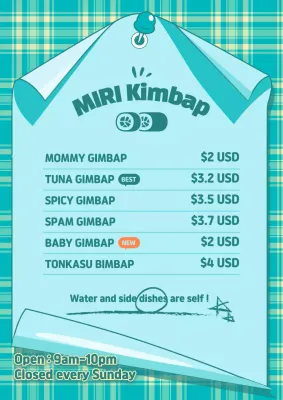 Teal Simple Menu Announcement Poster