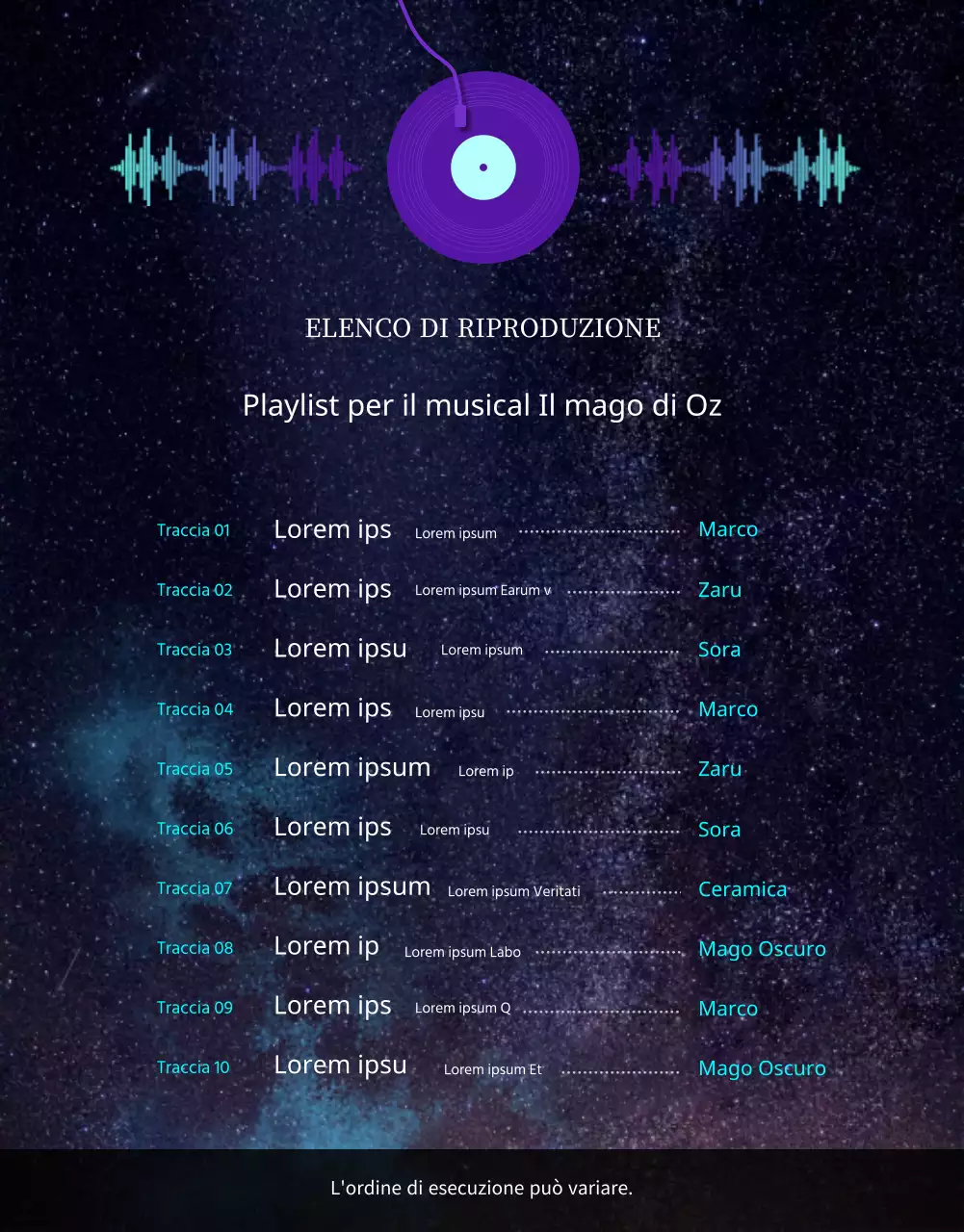 Un magico musical stellato in viola e blu