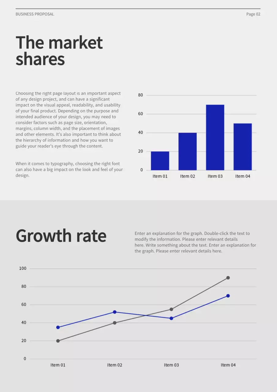 Business proposal with a modern concept in blue and gray