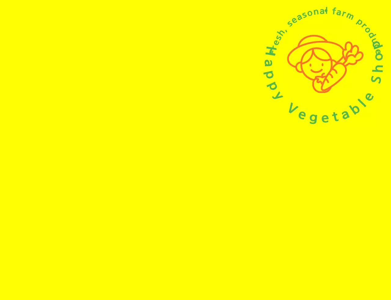 Colete de loja de legumes com ilustração de linhas simples em amarelo, verde e laranja