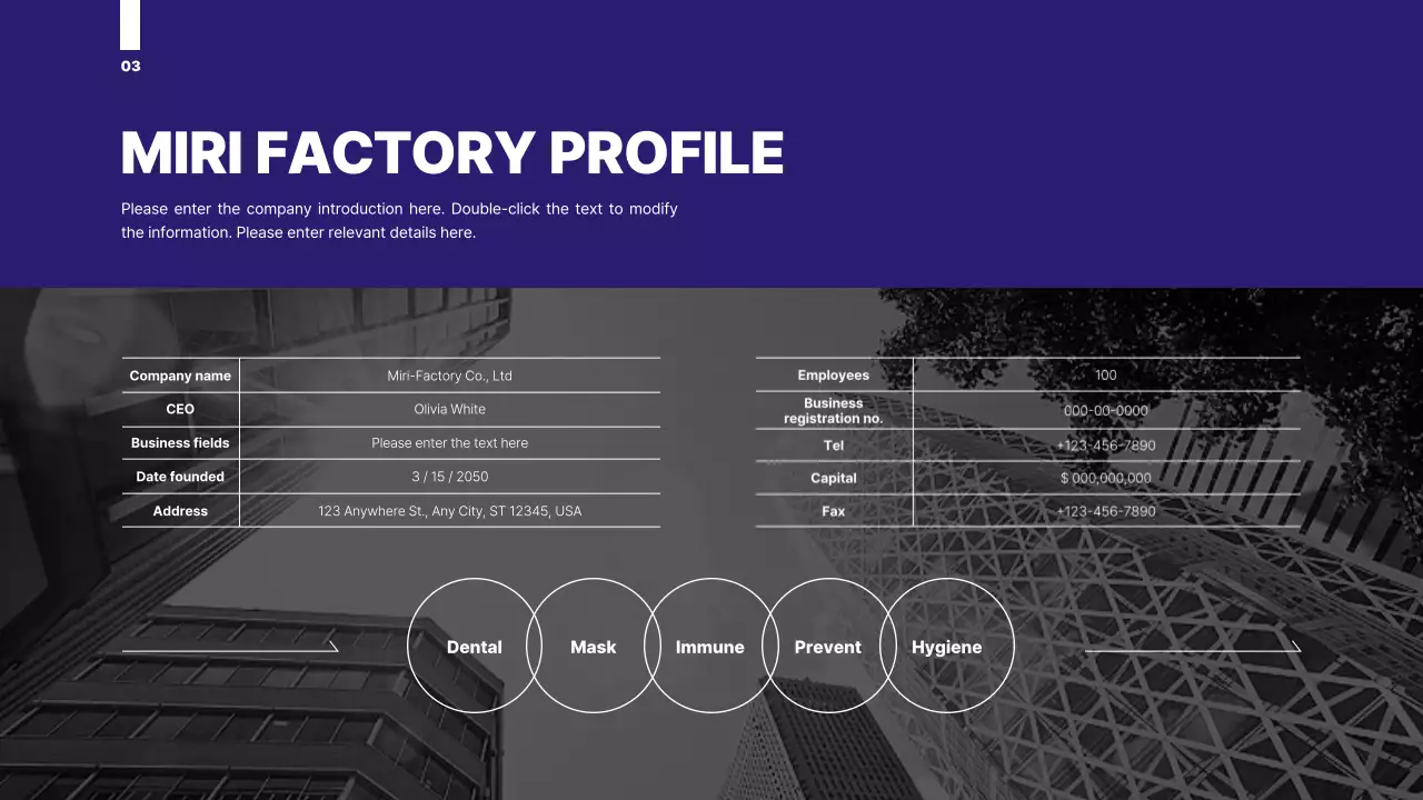 An organized proposal with a blue-toned circle graphic