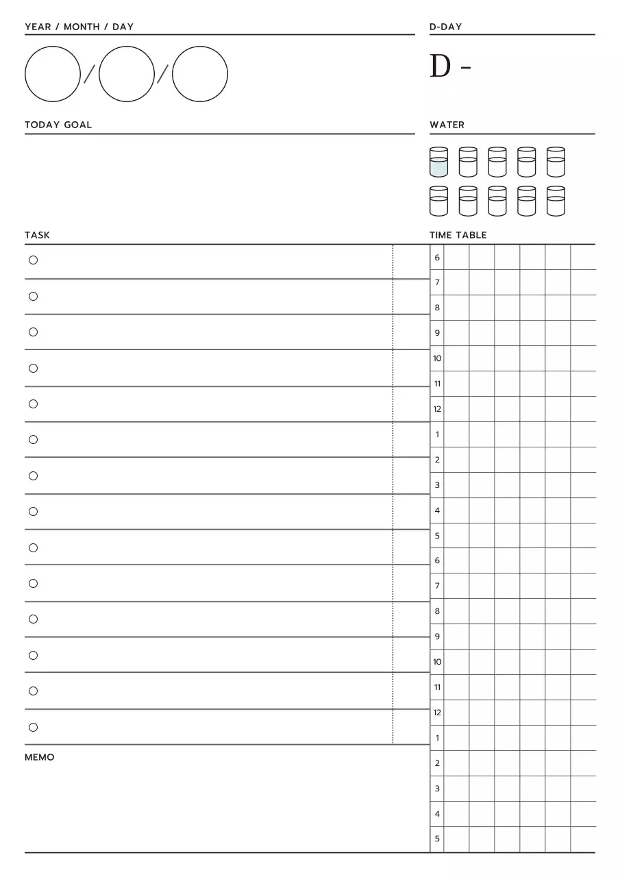 A simple daily planner in white