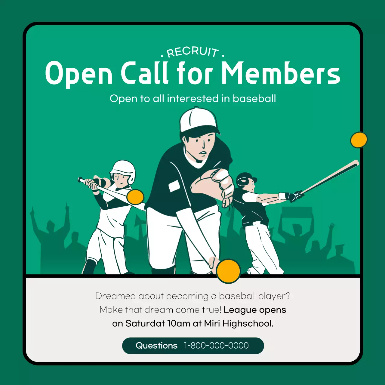 Beige Turquoise Modern Baseball Information