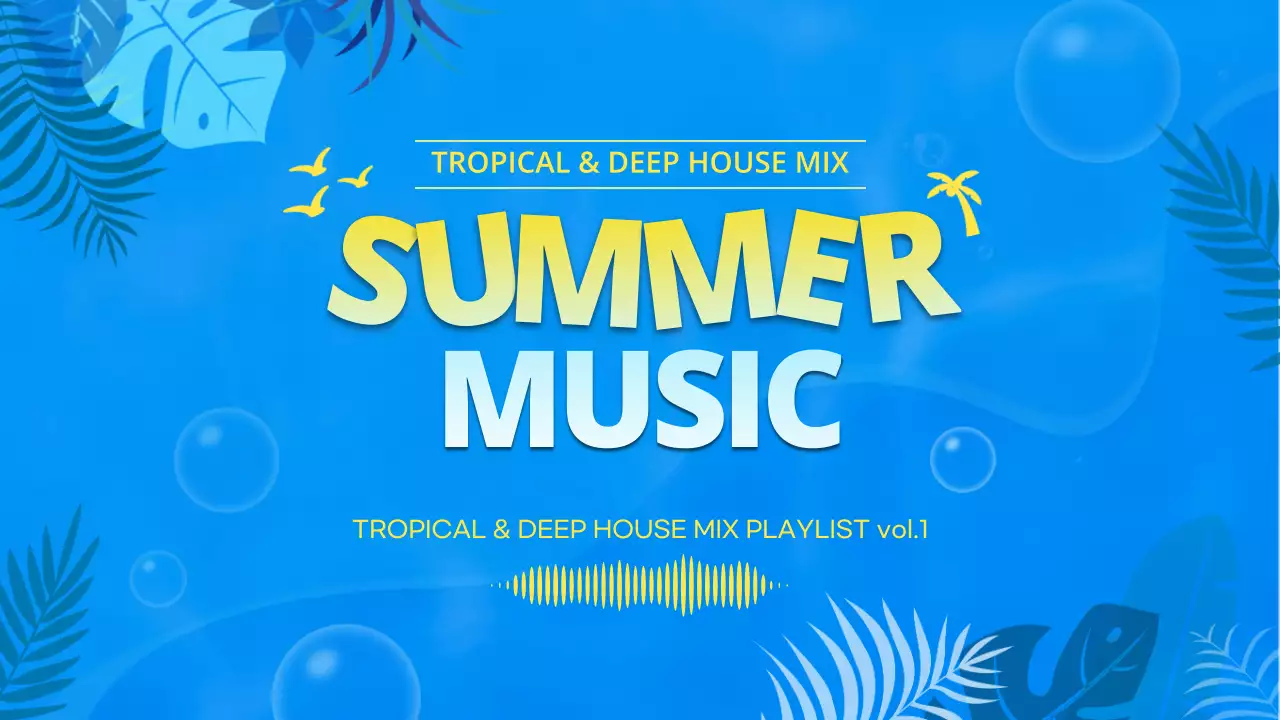 Thumbnail of a playlist of tropical summer songs with a blue ocean feel