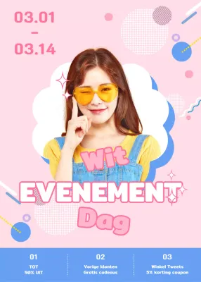 Witte Dag-evenementen in roze en lichtblauw