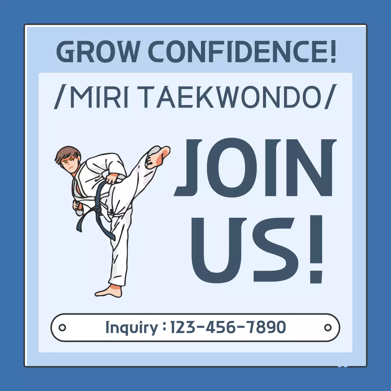 Blue Simple Taekwondo Promotion Social Media Post