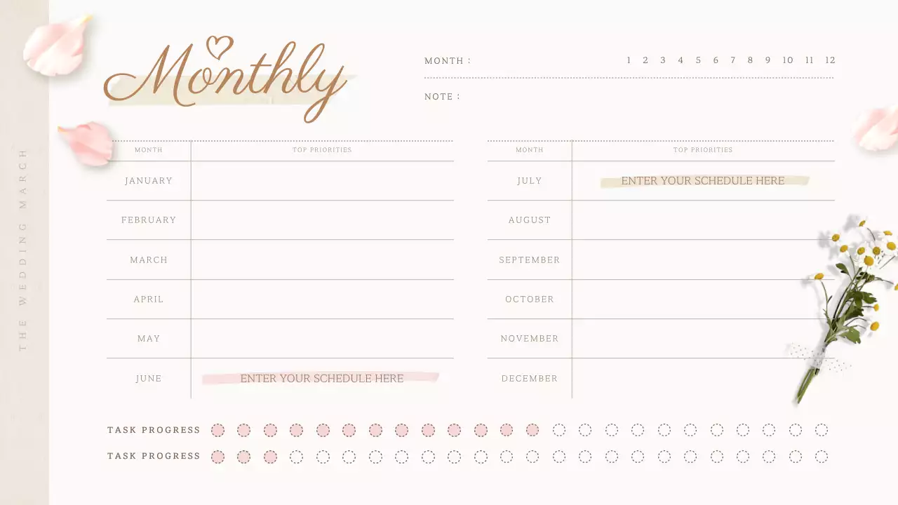 Beige and pink wedding planning diary