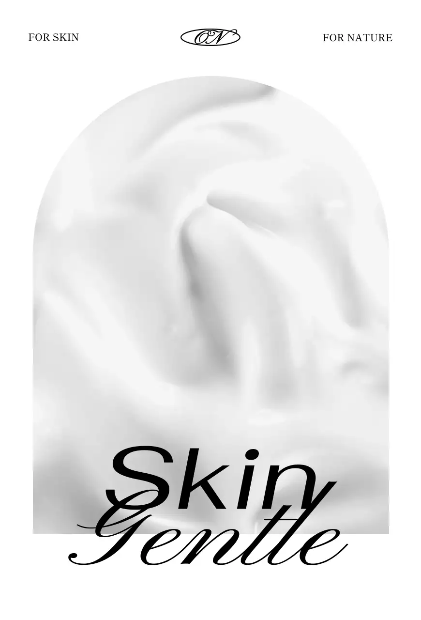 Cartão de agradecimento de conceito de luxo para uma marca de cosméticos com cosméticos brancos e pretos e uma fotografia do oceano.