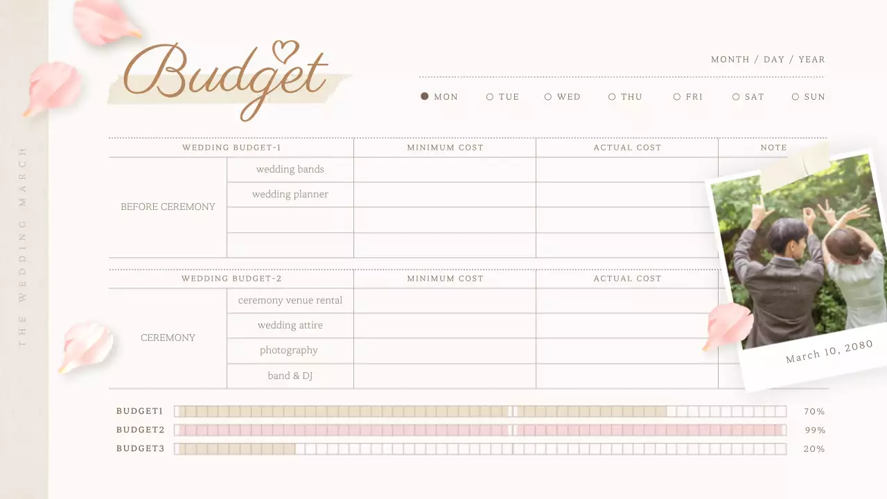 Beige and pink wedding planning diary
