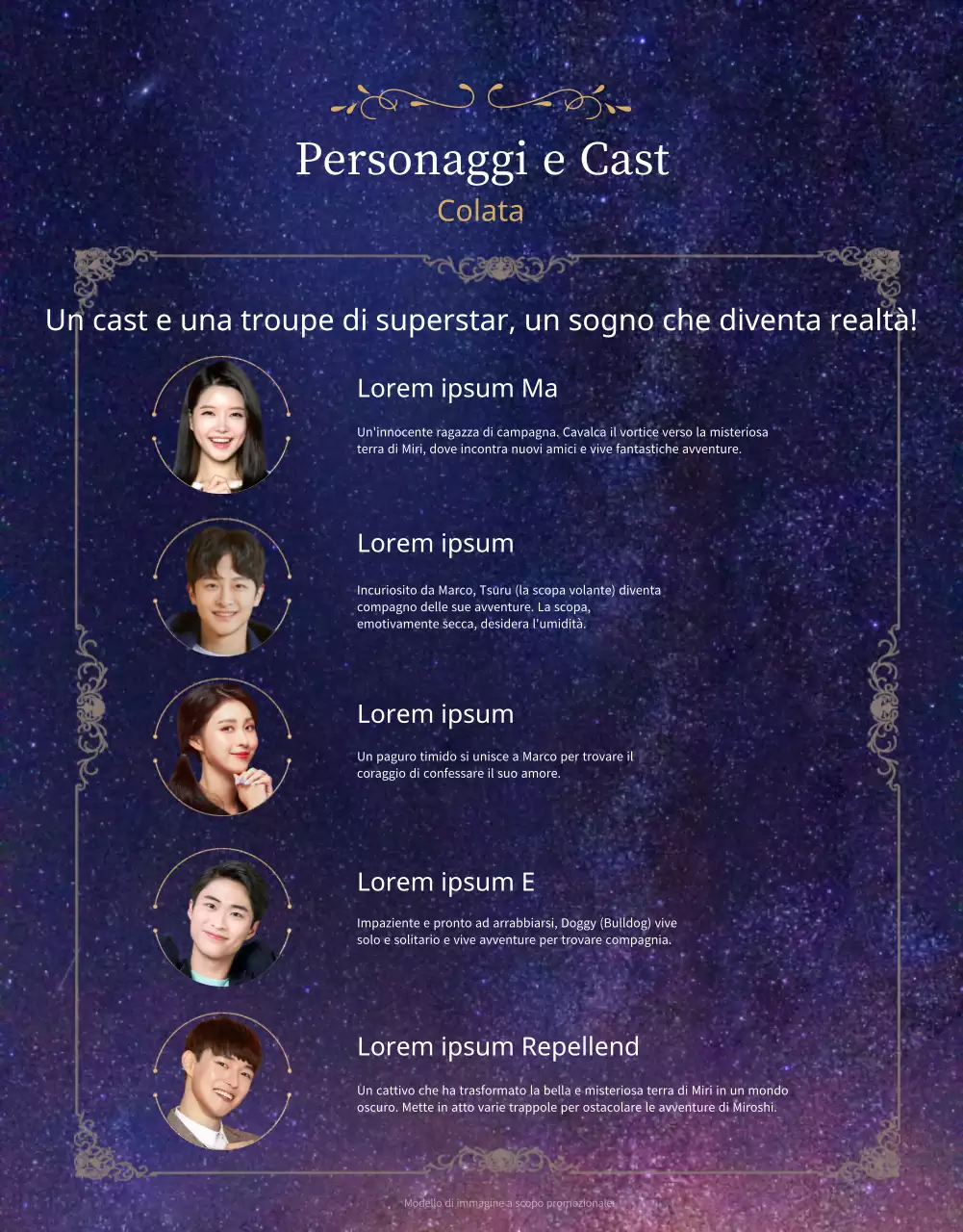 Un magico musical stellato in viola e blu