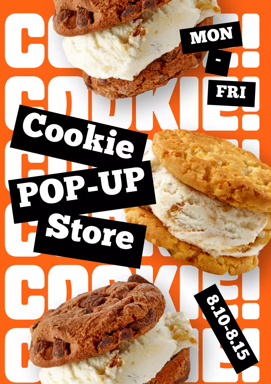 Orange-themed dessert pop-up store poster