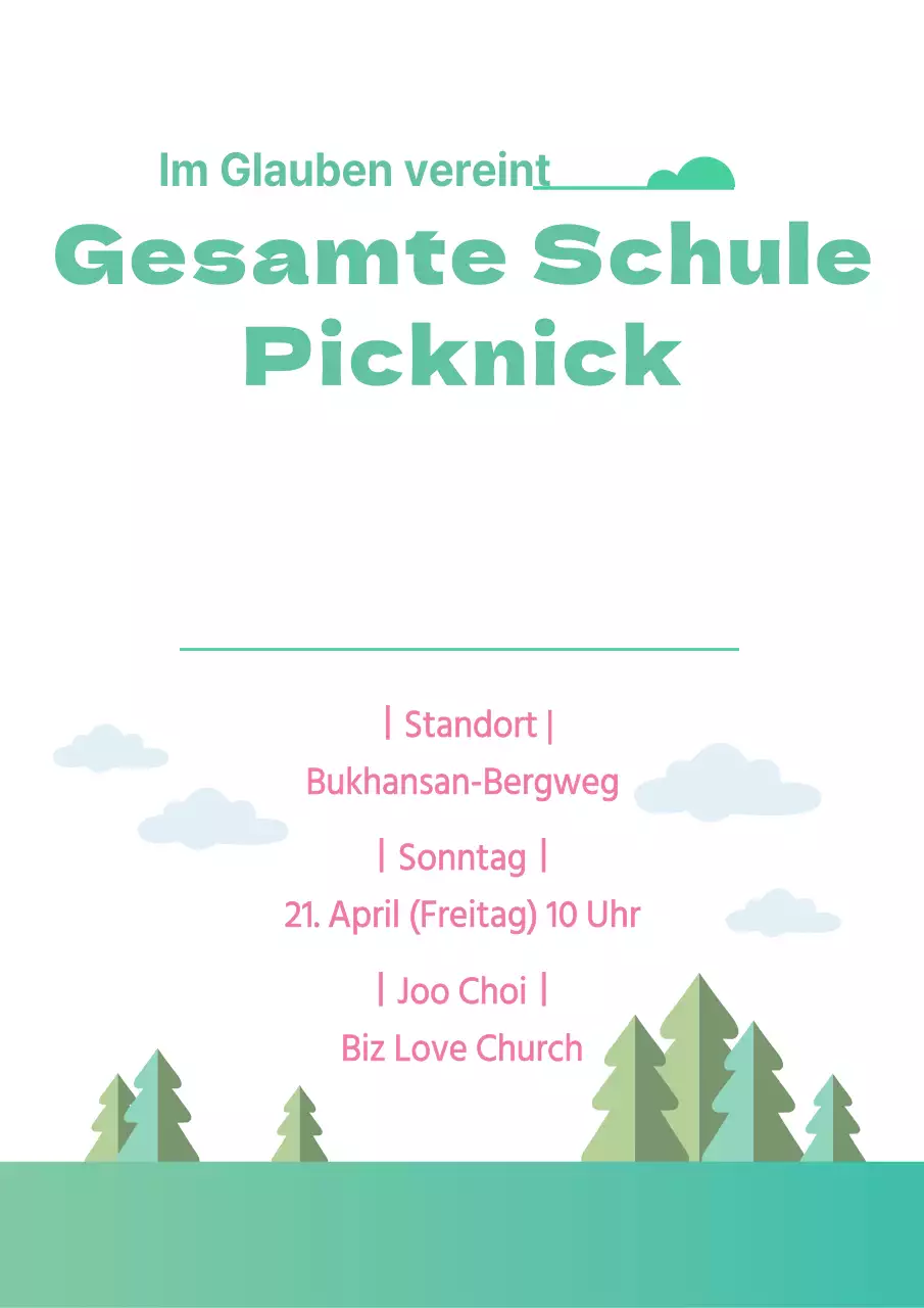 Einfache Ankündigung und Werbung für den Betriebssporttag mit grüner Baumillustration