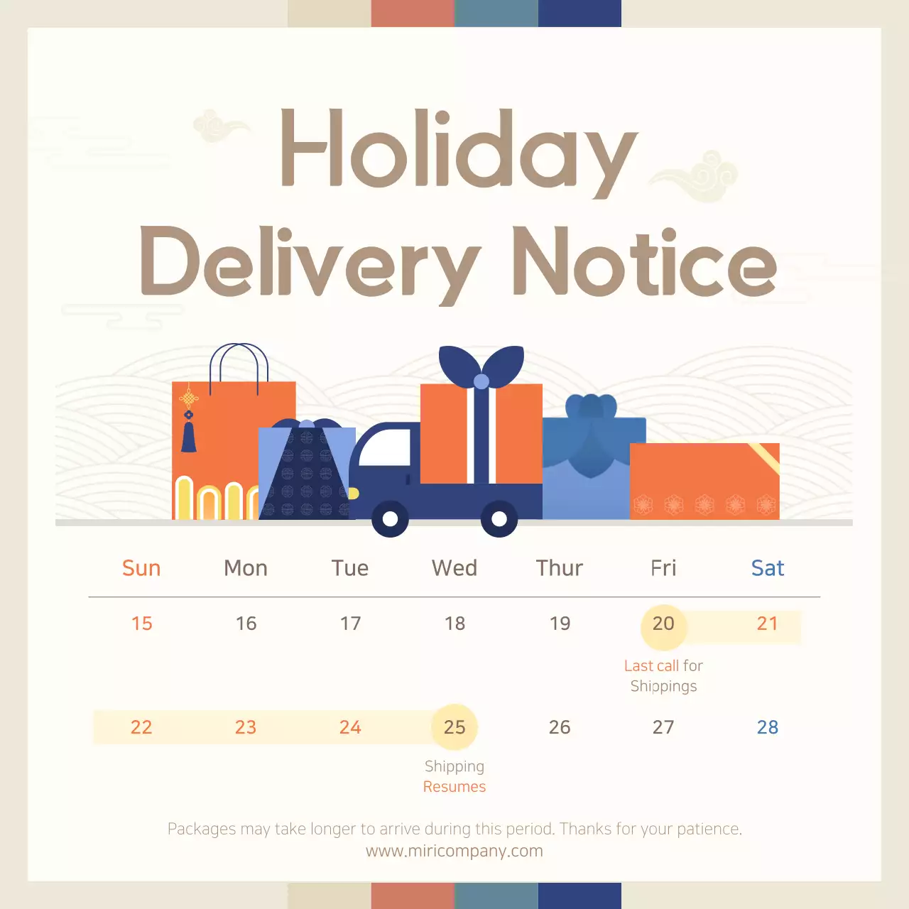Beige Lunar New Year Shipping Notice