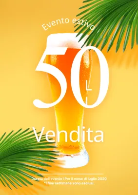 Volantino con sconto birra per evento estivo in giallo