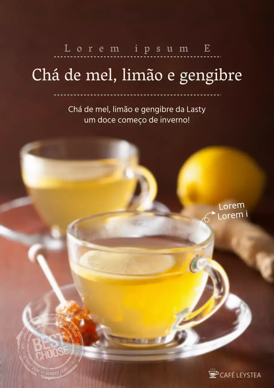 Promover um menu de chá castanho e amarelo