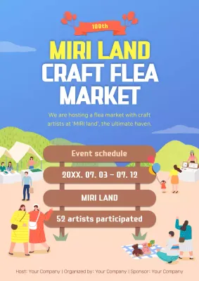 Blue Retro Market Promotion Poster