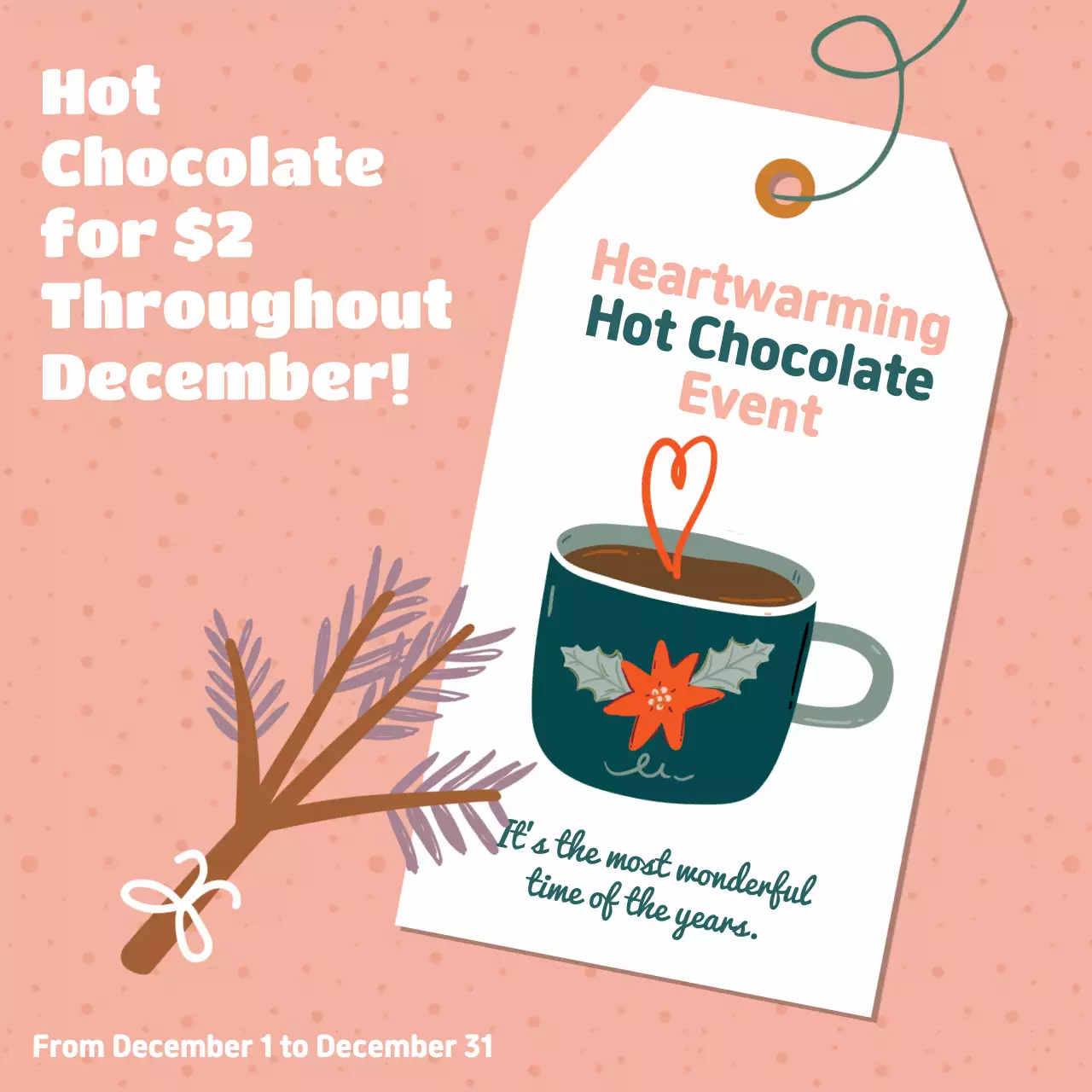 Teal Traditional Hot Chocolate Promotion Instagram Post