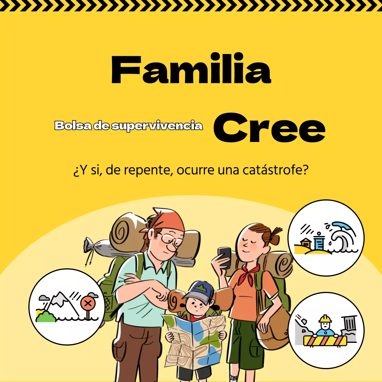 Destacando las ilustraciones en amarillo Crear la bolsa de supervivencia de mi familia
