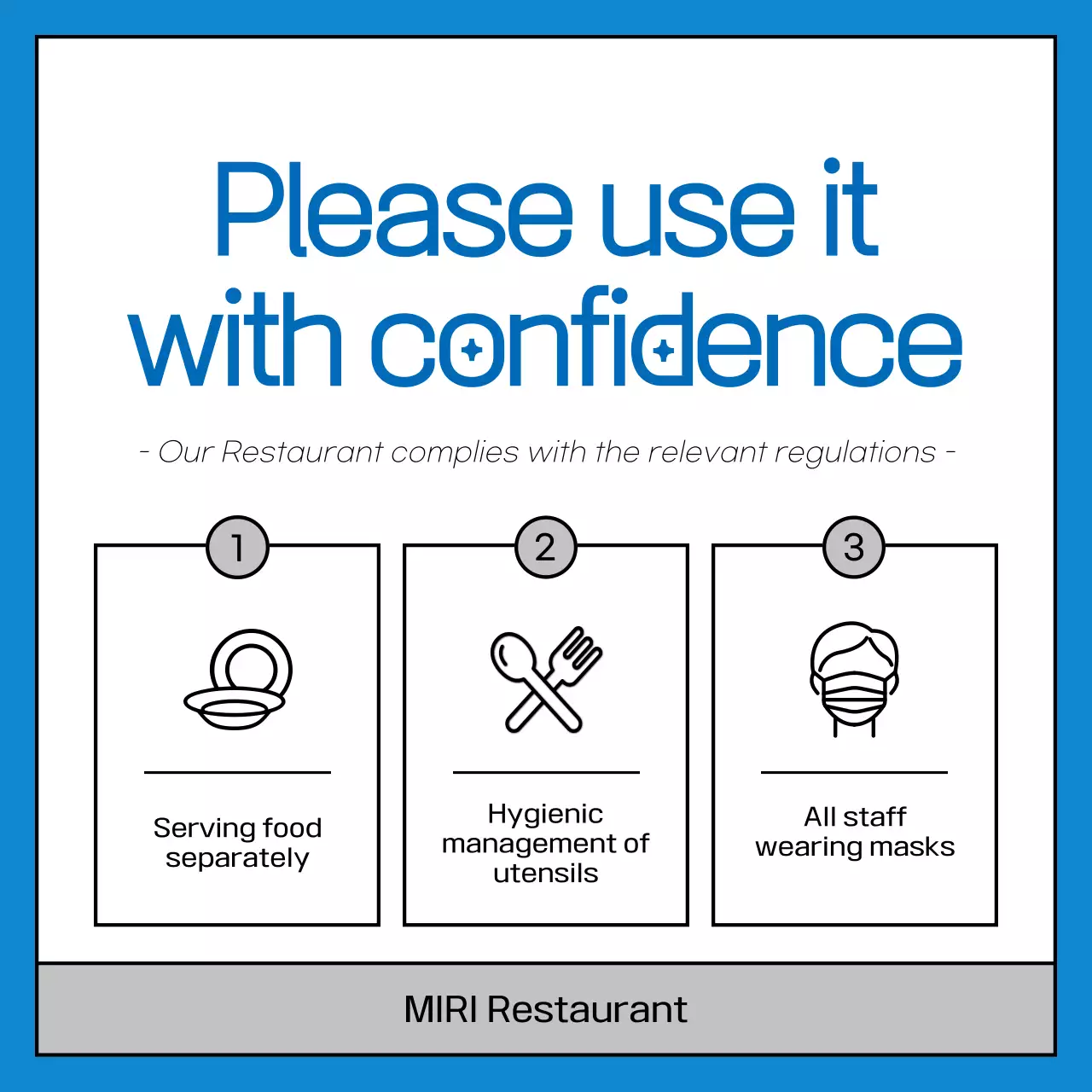 Hygienic, blue, and clean Tenderloin Restaurant Contents