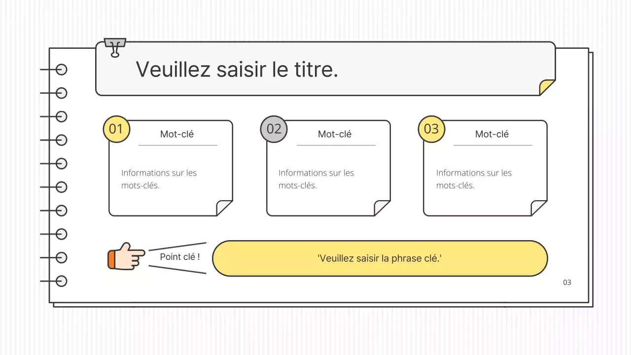 Kit de présentation pédagogique conceptuel et épuré, en blanc et en couleurs accentuées